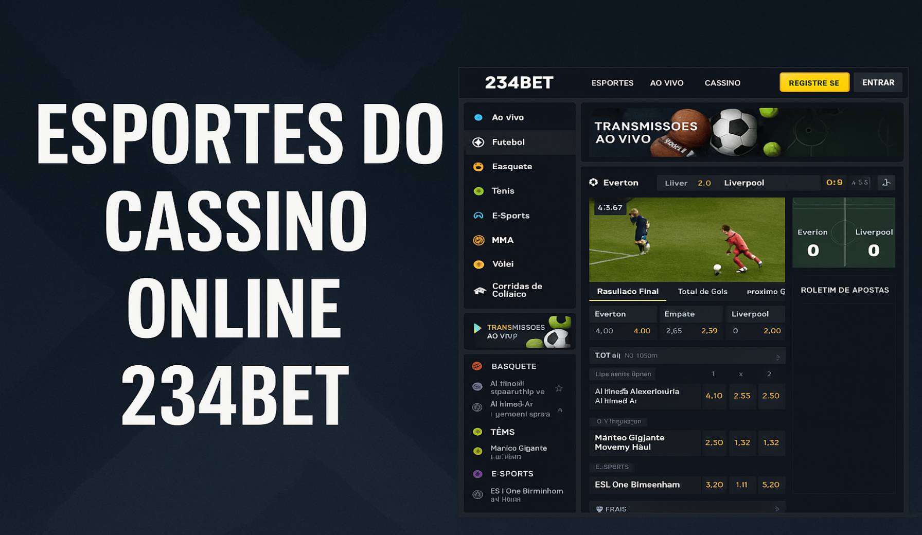 Apostas esportivas no cassino online 234BET